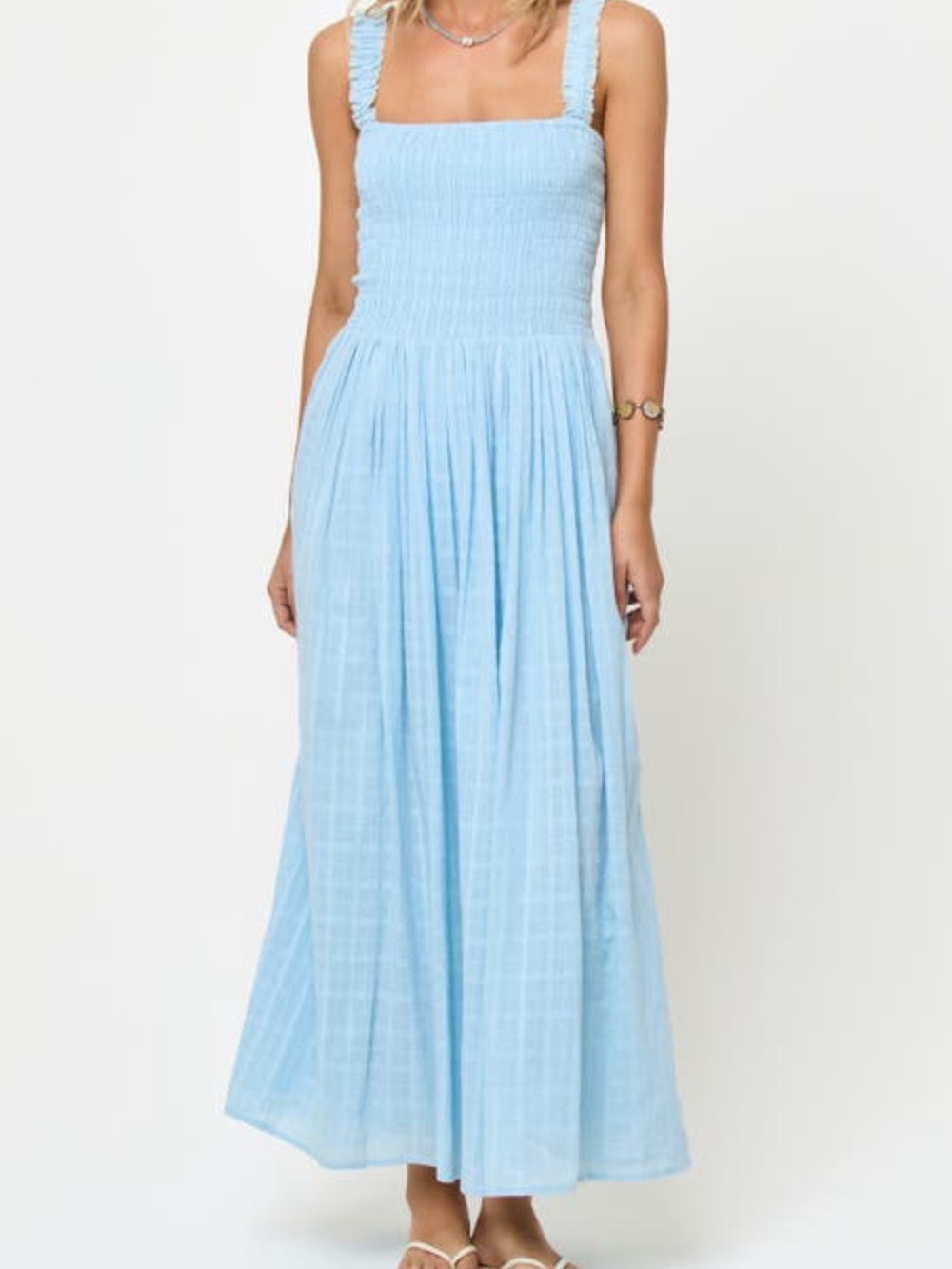 l*space Pale Blue Smocked Maxi Dress